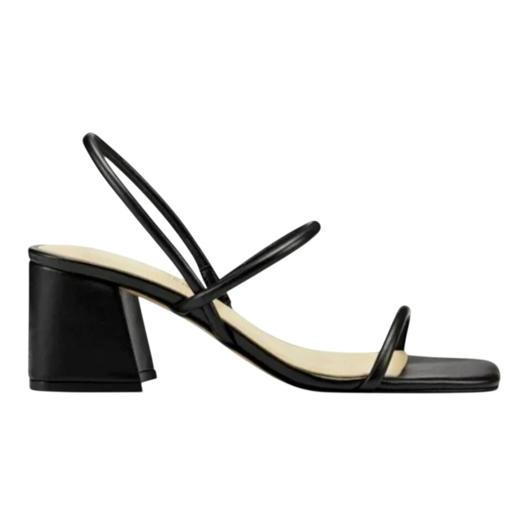 Marc Fisher Black Square Toe Strappy Block Heel Sandals Women Size 7.5‎